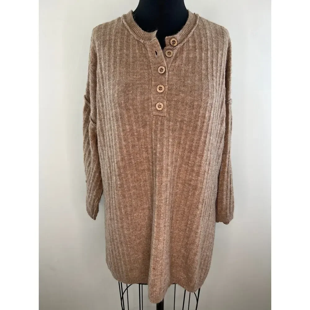 Intimately Free People Around the Clock Beige Oversized Sleep Pullover Size XS